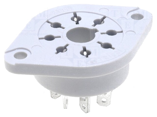 Socket; PIN: 8; 10A; 250VAC; op paneel; solderen; Serie: R15; octal Socket; PIN: 8; 10A; 250VAC; op paneel; solderen; Serie: R15; octal